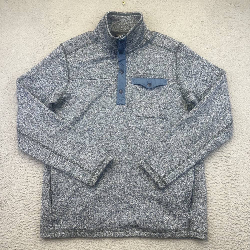 Eddie Bauer Pullover Mens Large Blue Gray Sweater Fleece Knit Outdoor Jacket‎